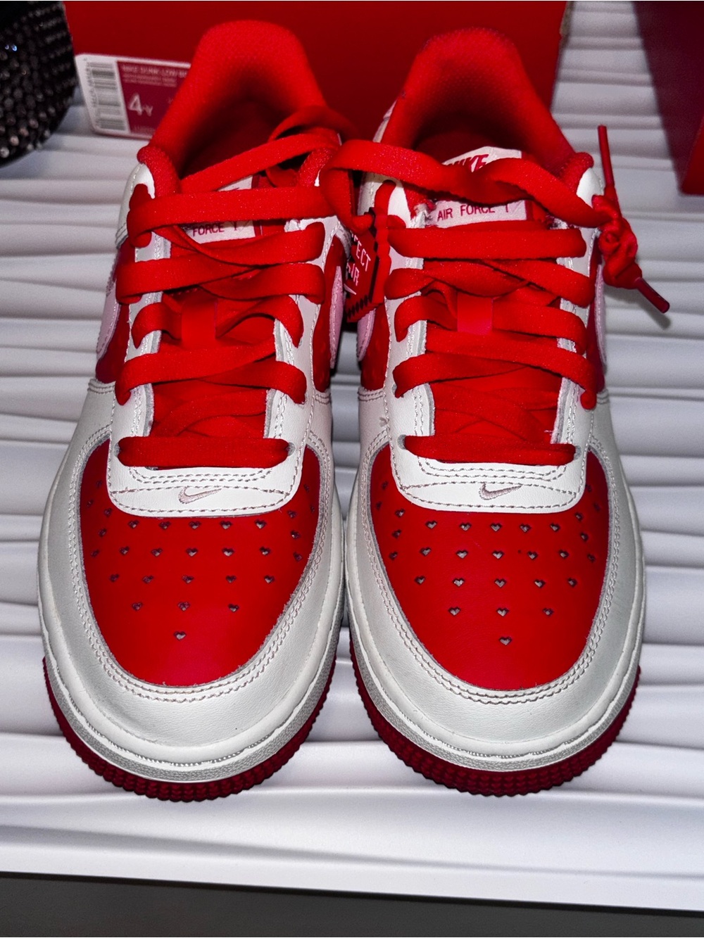 Nike Kids Red and White Low-Top Sneakers